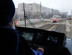 Cab of the driver in the new tram PESA