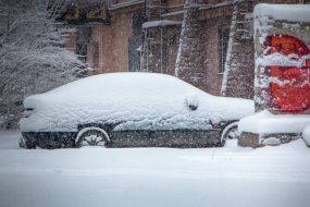 Snow-covered car