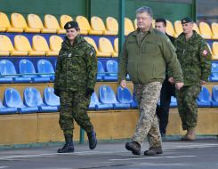 President of Ukraine Petro Poroshenko and 29th Governor General of Canada Julie Payette on the Yavoriv landfill