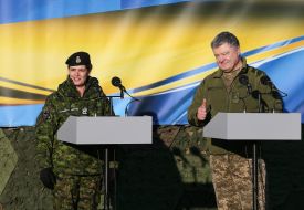 President of Ukraine Petro Poroshenko and 29th Governor General of Canada Julie Payette on the Yavoriv landfill