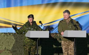 President of Ukraine Petro Poroshenko and 29th Governor General of Canada Julie Payette on the Yavoriv landfill