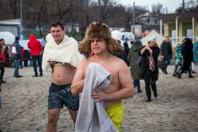 Men with towels