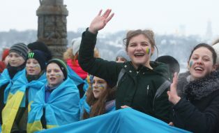Participants of the action "Combine the banks of the Dnieper with the "living chain" of the Unity