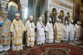 Patriarch Filaret holds divine services