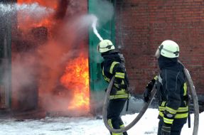 Liquidation of a fire in a warehouse of fuel and lubricants