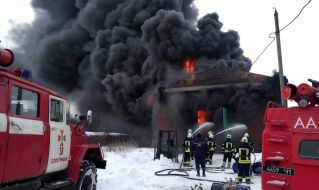 Liquidation of a fire in a warehouse of fuel and lubricants