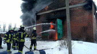 Liquidation of a fire in a warehouse of fuel and lubricants