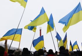 Participants of events with the flags of Ukraine