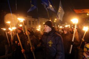 Participants of the torchlight procession