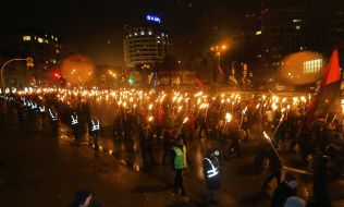 Participants of the torchlight procession