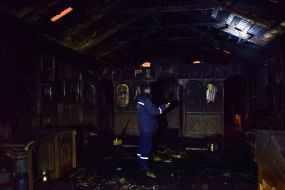 Fire in the wooden church of St. Vladimir