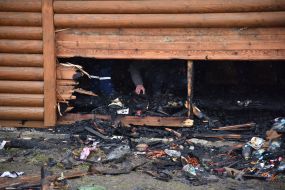 Fire in the wooden church of St. Vladimir