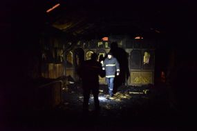 Fire in the wooden church of St. Vladimir