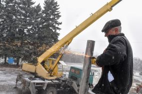 Construction of the memorial to the liquidators of the Chernobyl disaster