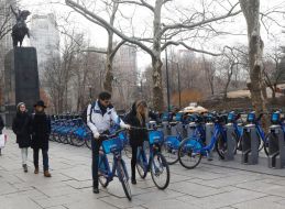 Couple on bicycles
