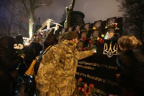 People lit candles on the Heroes of Heavenly Hundred alleys