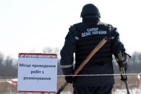 An employee of the DSNC during the demining of the territory