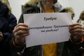 Participant in the action during the trial in the Truhanov case
