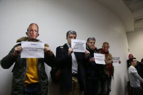 Participants in the action during the trial in the Truhanov case