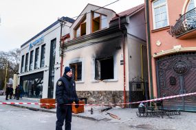 Последствия пожара в здании Общества Венгерской культуры Закарпатья