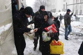 People disassemble food