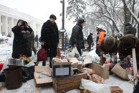 People disassemble food