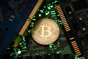 Bitcoin on a white background