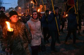 Torchlight procession in Lviv