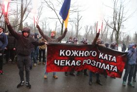 Participants of the March against the titushky