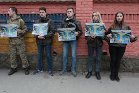 Participants of the action near the consulate of the Russian Federation