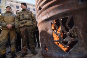 Participants of picket near the building of the Lviv City Council