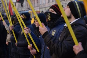 Participants of picket near the building of the Lviv City Council