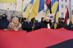 Participants of picket near the building of the Lviv City Council