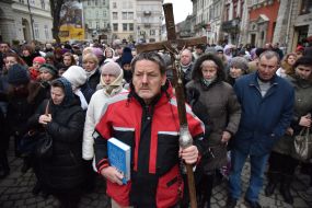 Participants of the procession of the Roman Catholics