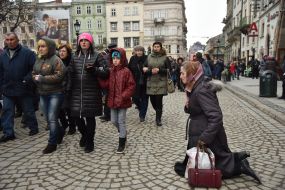Participants of the procession of the Roman Catholics