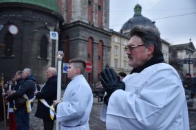 Participants of the procession of the Roman Catholics