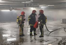 Fire extinguishing at the parking 