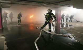 Fire extinguishing at the parking