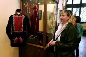 Visitors view the exhibits during the opening
