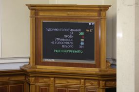 The scoreboard with the results of voting for the bill on national security