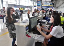 Registration of passengers on departure at the airport of Kharkov