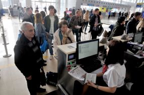 Registration of passengers on departure at the airport of Kharkov