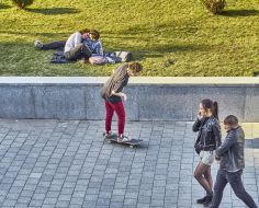 People on Poshtova Square