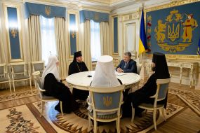 Bishop Evstratii (Zorya), Petro Poroshenko and Filaret