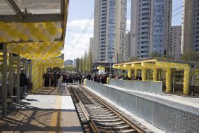 Refurbished stop of high-speed tram