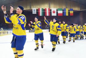 Players of junior team of Ukraine on hockey