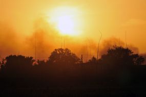 Smoke over the territory of the military