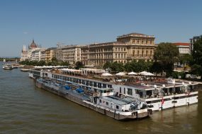 Tourist boats in Budapest