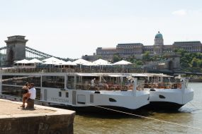 Tourist boats in Budapest