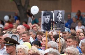 Participants in celebrations on the occasion of Victory Day